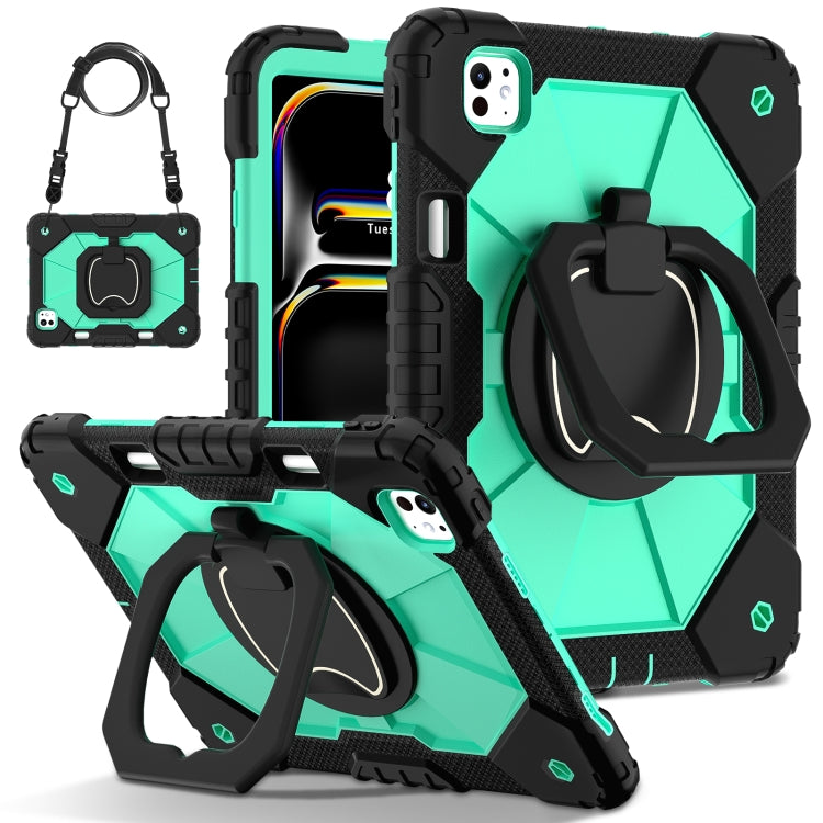 For iPad Pro 11 2024 Contrast Color Robot Silicone Hybrid PC Tablet Case(Black Mint Green) - iPad Pro 11 2024 Cases by buy2fix | Online Shopping UK | buy2fix