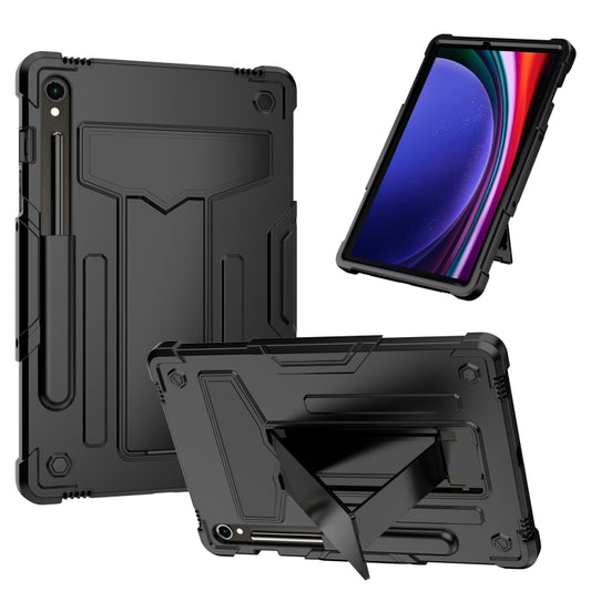 For Samsung Galaxy Tab S9 FE / S9 T Holder Robot Silicone Hybrid PC Tablet Case(Black) - Galaxy Tab S9 Cases by buy2fix | Online Shopping UK | buy2fix