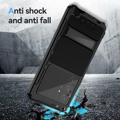 For Samsung Galaxy S24 Ultra 5G R-JUST Life Waterproof Dustproof Shockproof Holder Phone Case(Black) - Galaxy S24 Ultra 5G Cases by R-JUST | Online Shopping UK | buy2fix