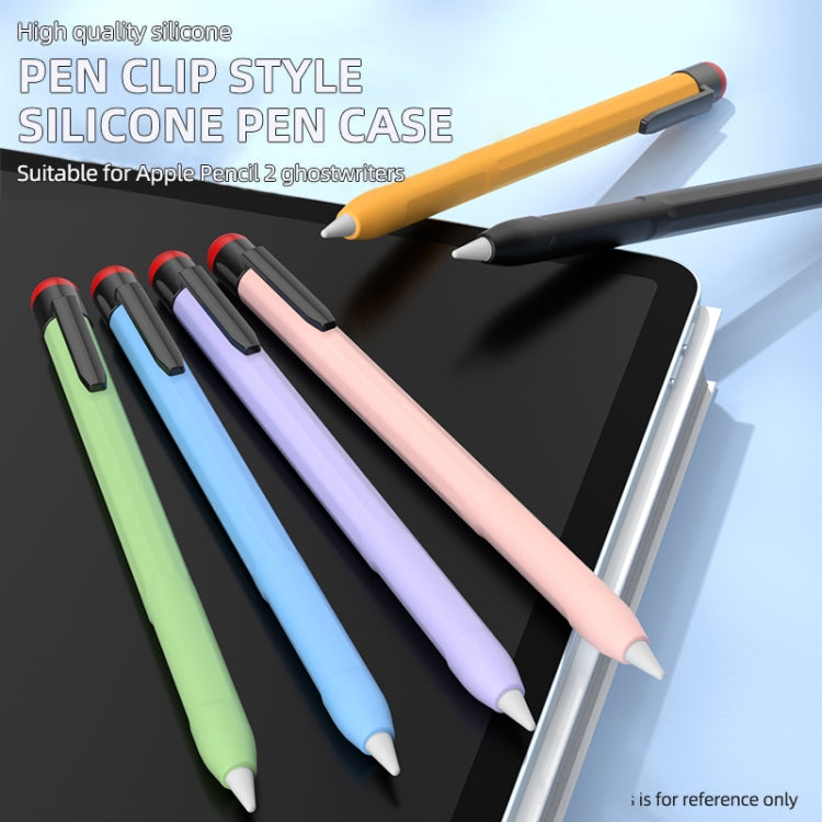 For Apple Pencil 2 Pen Clip Silicone Stylus Pen Protective Case(Purple) - Pencil Accessories by buy2fix | Online Shopping UK | buy2fix