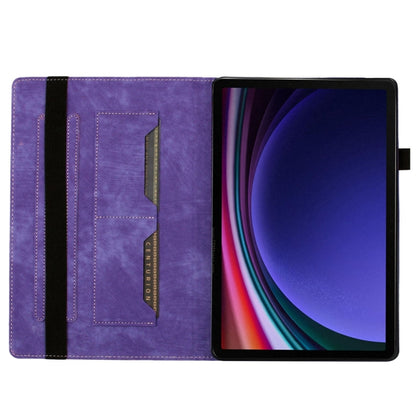 For Samsung Galaxy Tab S9 Ultra / S8 Ultra Butterfly Cat Embossing Leather Tablet Case(Purple) - Galaxy Tab S9 Ultra Cases by buy2fix | Online Shopping UK | buy2fix