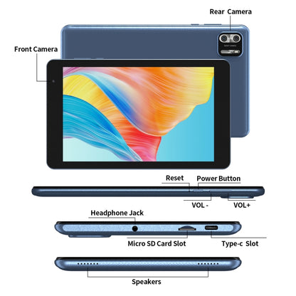 Pritom B8 WiFi Tablet PC 8 inch,  4GB+64GB, Android 13 Allwinner A523 Octa Core CPU Support Google Play(Blue) - Other by PRITOM | Online Shopping UK | buy2fix