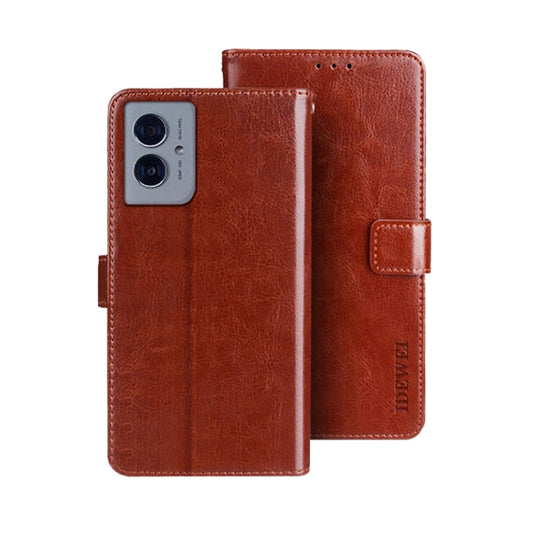 For Motorola Moto G55 5G idewei Crazy Horse Texture Leather Phone Case(Brown) - Motorola Cases by idewei | Online Shopping UK | buy2fix