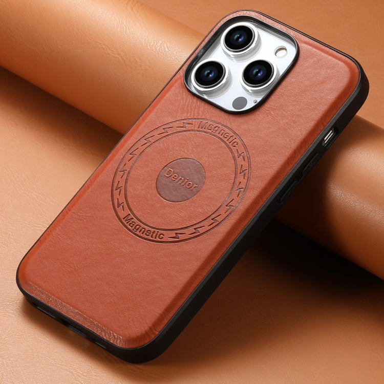 For iPhone 13 Pro Denior Cowhide Texture Leather MagSafe Phone Case(Brown) - iPhone 13 Pro Cases by Denior | Online Shopping UK | buy2fix