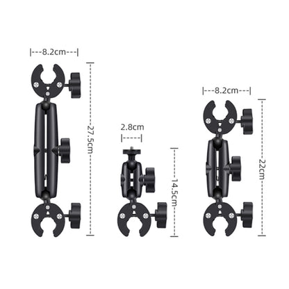 2 x Dual-heads Crab 1 x Single Heads Motorcycle Clamps Handlebar Fixed Mount 3-stage Telescopic Selfie Stick - Holder by buy2fix | Online Shopping UK | buy2fix