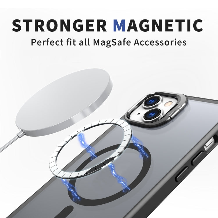 For iPhone 13 Metal Invisible Camera Holder MagSafe Magnetic Phone Case(Black) - iPhone 13 Cases by buy2fix | Online Shopping UK | buy2fix