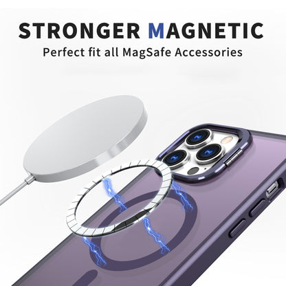 For iPhone 12 Pro Metal Invisible Camera Holder MagSafe Magnetic Phone Case(Purple) - iPhone 12 / 12 Pro Cases by buy2fix | Online Shopping UK | buy2fix