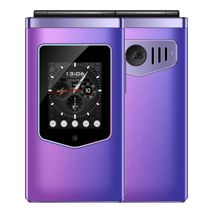 HAMTOD T8 4G Flip Phone, EU Version, 2.8 inch + 1.77 inch, VoLTE, BT, SOS, OTG(Purple) - Other by HAMTOD | Online Shopping UK | buy2fix