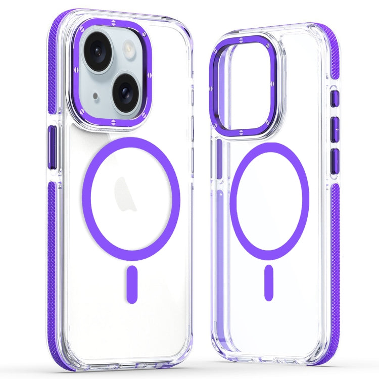 For iPhone 14 Plus Dual-Color Clear Acrylic Hybrid TPU MagSafe Phone Case(Purple) - iPhone 14 Plus Cases by buy2fix | Online Shopping UK | buy2fix