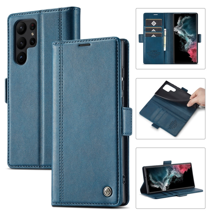 For Samsung Galaxy S24 Ultra LC.IMEEKE Skin-friendly Card Slots Leather Phone Case(Blue) - Galaxy S24 Ultra 5G Cases by LC.IMEEKE | Online Shopping UK | buy2fix