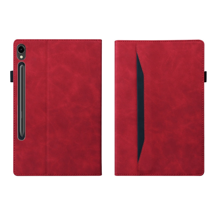 For Samsung Galaxy Tab S9 / S8 / S7 Splicing Shockproof Smart Leather Tablet Case(Red) - Galaxy Tab S9 Cases by buy2fix | Online Shopping UK | buy2fix