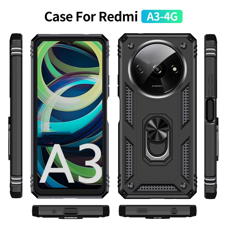 For Xiaomi Redmi A3 4G Shockproof TPU + PC Phone Case with Holder(Black) - Xiaomi Cases by buy2fix | Online Shopping UK | buy2fix