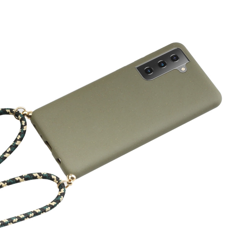 For Samsung Galaxy A15 5G Wheat Straw Material + TPU Phone Case with Lanyard(Army Green) - Galaxy Phone Cases by buy2fix | Online Shopping UK | buy2fix