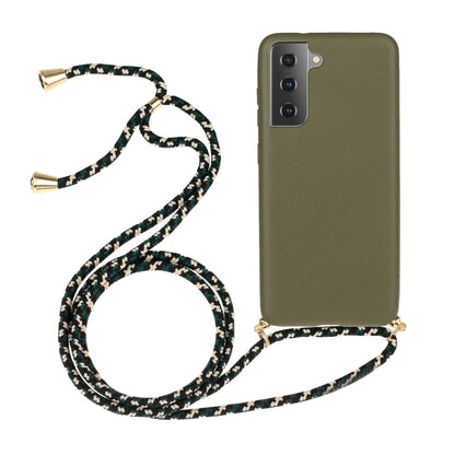 For Samsung Galaxy A25 Global Wheat Straw Material + TPU Phone Case with Lanyard(Army Green) - Galaxy Phone Cases by buy2fix | Online Shopping UK | buy2fix