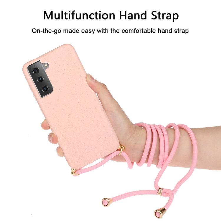 For Samsung Galaxy A25 Global Wheat Straw Material + TPU Phone Case with Lanyard(Pink) - Galaxy Phone Cases by buy2fix | Online Shopping UK | buy2fix