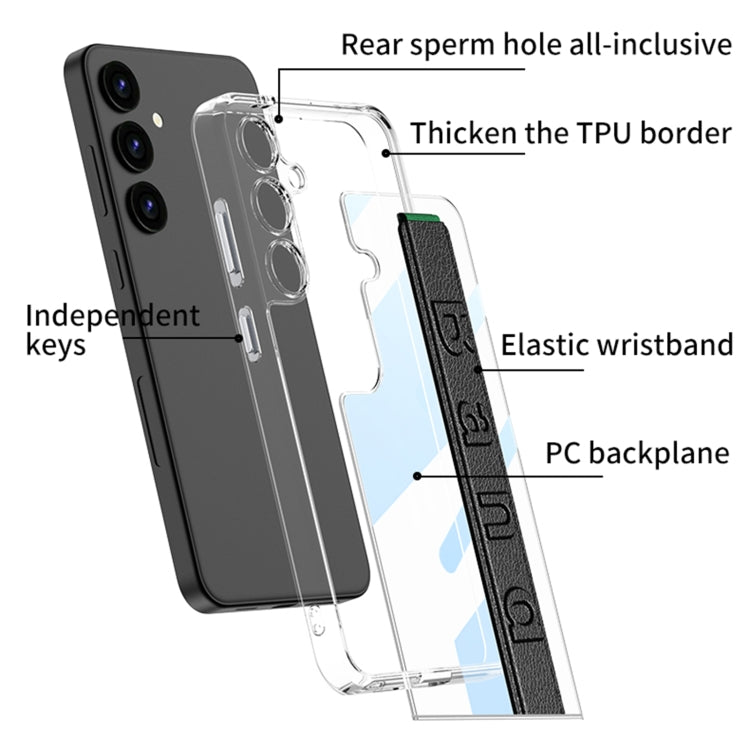 For Samsung Galaxy S24+ 5G GKK Space Frame Transparent PC + TPU Phone Case with Wrist Strap(Carbon Fiber Texture) - Galaxy Phone Cases by GKK | Online Shopping UK | buy2fix