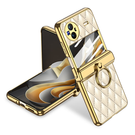 For vivo X Flip GKK Integrated Rhombus Pattern Electroplating Leather Magnetic Phone Case with Ring(Gold) - vivo Cases by GKK | Online Shopping UK | buy2fix