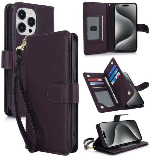 For iPhone 16 Pro Max Multi-Card Wallet RFID Leather Phone Case(Dark Purple) - iPhone 16 Pro Max Cases by buy2fix | Online Shopping UK | buy2fix