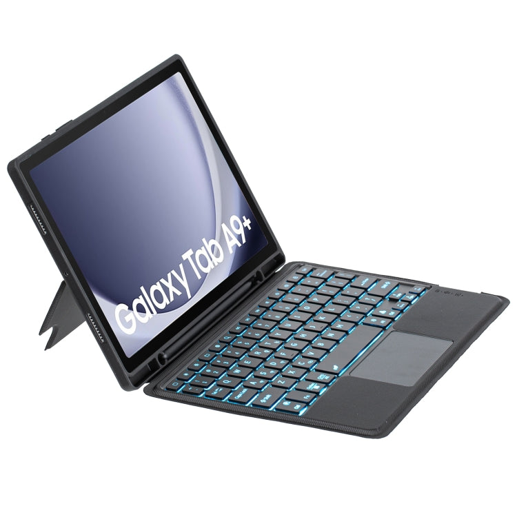 For Samsung Galaxy Tab A9+ X210 TA09B-AS Pen Tray Style Detachable Bluetooth Keyboard Leather Case with Touch Backlight(Black) - Samsung Keyboard by buy2fix | Online Shopping UK | buy2fix