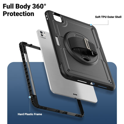 For iPad Pro 11 2024 Honeycomb Hand Grip Turntable Stand Tablet Case(Black) - iPad Pro 11 2024 Cases by buy2fix | Online Shopping UK | buy2fix