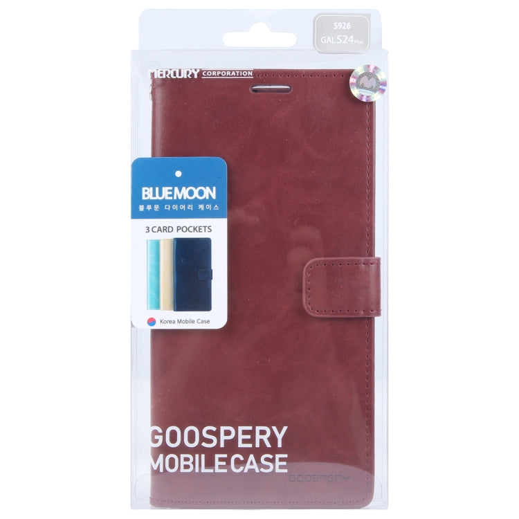 For Samsung Galaxy S24+ 5G GOOSPERY BLUE MOON Crazy Horse Texture Leather Phone Case(Wine Red) - Galaxy S24+ 5G Cases by GOOSPERY | Online Shopping UK | buy2fix