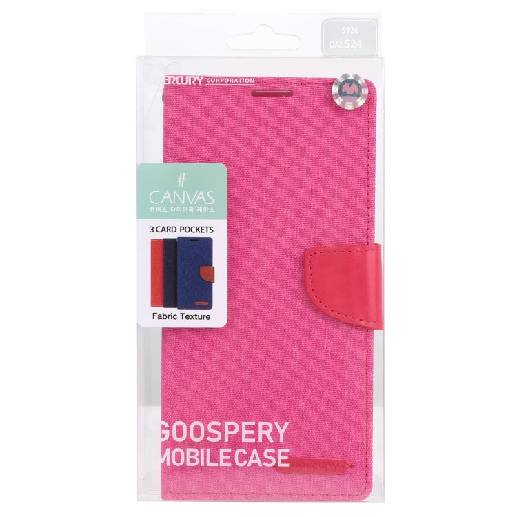 For Samsung Galaxy S24 5G GOOSPERY CANVAS DIARY Fabric Texture Flip Leather Phone Case(Rose Red) - Galaxy S24 5G Cases by GOOSPERY | Online Shopping UK | buy2fix