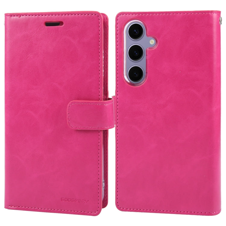 For Samsung Galaxy S24+ 5G GOOSPERY MANSOOR DIARY 9 Card Slots Leather Phone Case(Rose Red) - Galaxy S24+ 5G Cases by GOOSPERY | Online Shopping UK | buy2fix