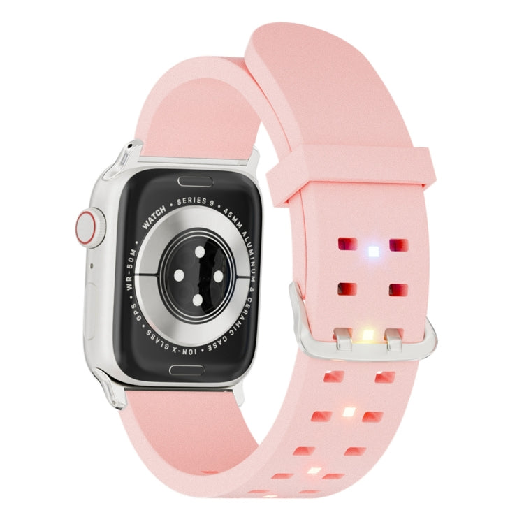 For Apple Watch SE 2023 40mm Luminous Colorful Light Silicone Watch Band(Pink) - Watch Bands by buy2fix | Online Shopping UK | buy2fix