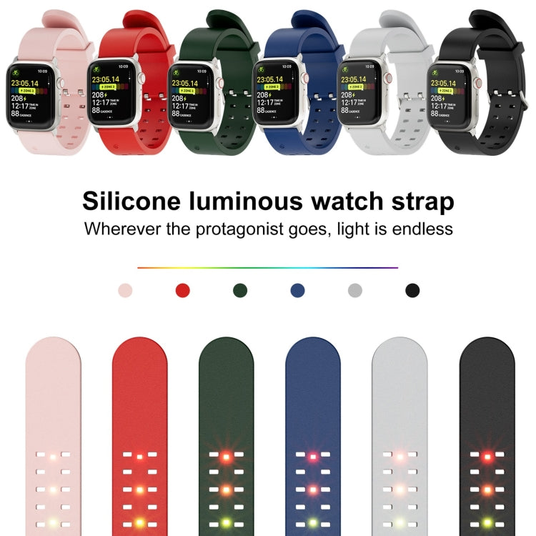 For Apple Watch Series 6 44mm Luminous Colorful Light Silicone Watch Band(Green) - Watch Bands by buy2fix | Online Shopping UK | buy2fix