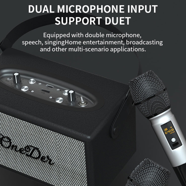Oneder D7 Bluetooth Speaker Outdoor Karaoke Wireless Speakers With Two Mic(Brown) - Desktop Speaker by OneDer | Online Shopping UK | buy2fix