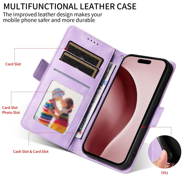 For iPhone 16 Pro Max Embossed Rhombus Starry Leather Phone Case(Purple) - iPhone 16 Pro Max Cases by buy2fix | Online Shopping UK | buy2fix