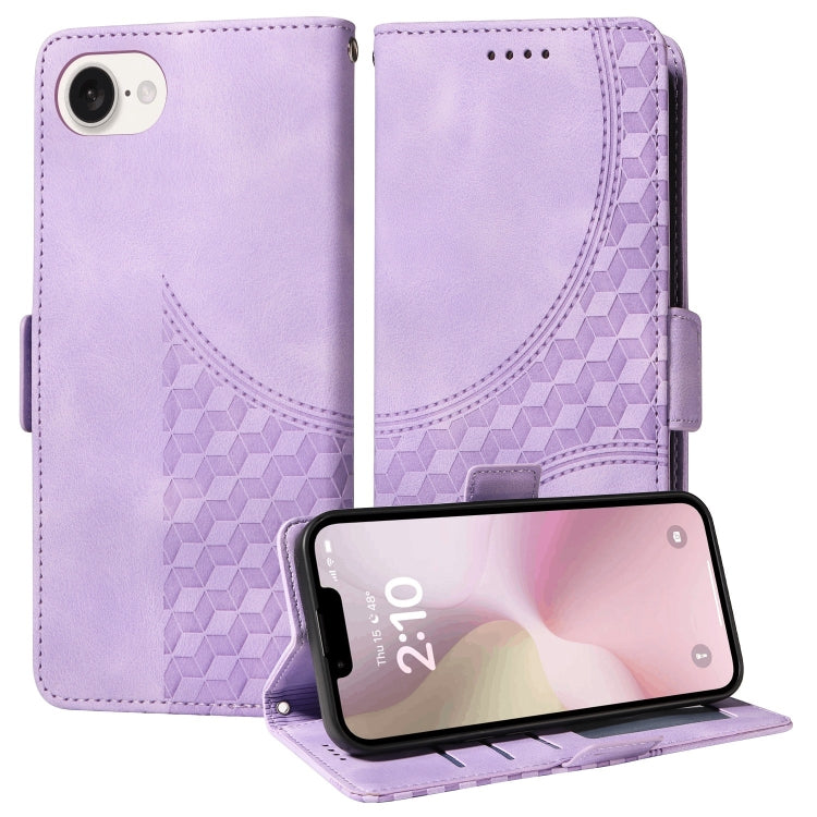 For iPhone SE 2024 Embossed Rhombus Starry Leather Phone Case(Purple) - More iPhone Cases by buy2fix | Online Shopping UK | buy2fix