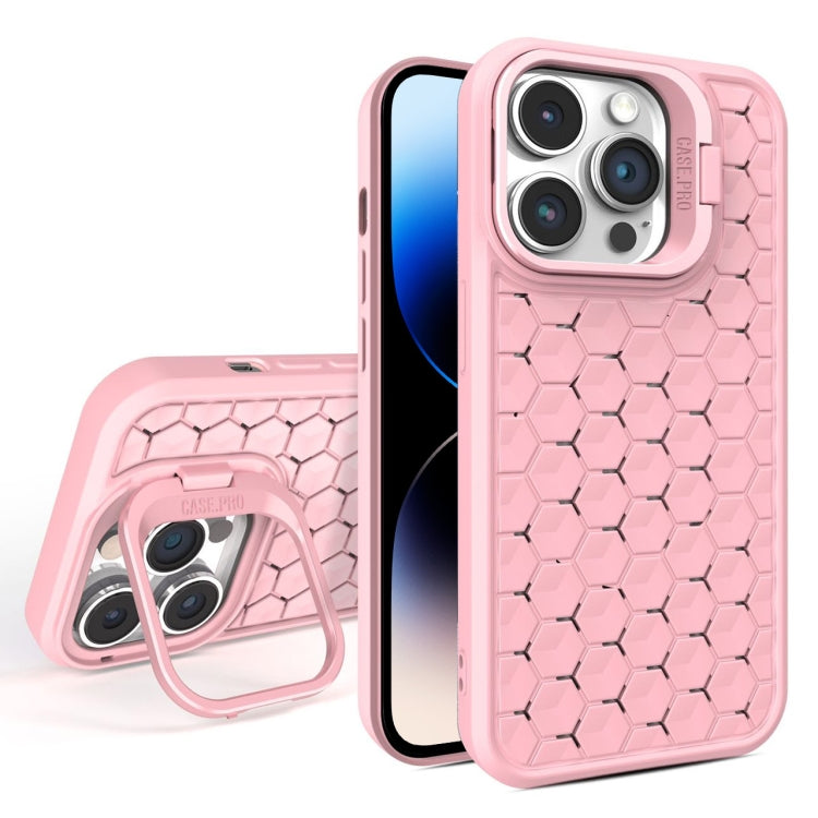 For iPhone 14 Pro Honeycomb Radiating Lens Holder Magsafe Phone Case(Pink) - iPhone 14 Pro Cases by buy2fix | Online Shopping UK | buy2fix