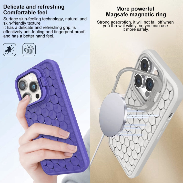 For iPhone 14 Pro Honeycomb Radiating Lens Holder Magsafe Phone Case(Grey) - iPhone 14 Pro Cases by buy2fix | Online Shopping UK | buy2fix