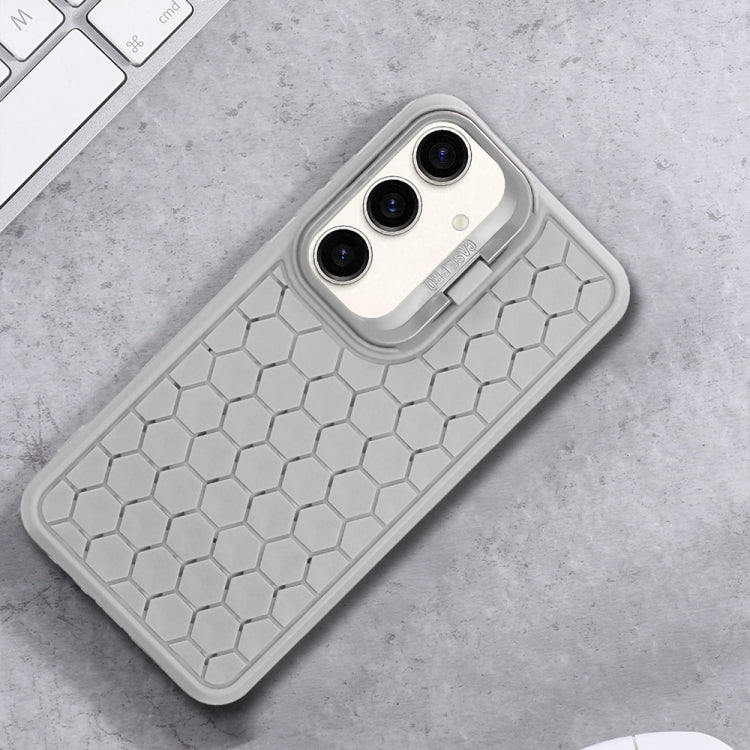 For Samsung Galaxy S24+ 5G Honeycomb Radiating Lens Holder Magsafe Phone Case(Grey) - Galaxy S24+ 5G Cases by buy2fix | Online Shopping UK | buy2fix