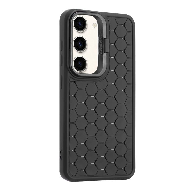 For Samsung Galaxy S23 5G Honeycomb Radiating Lens Holder Magsafe Phone Case(Black) - Galaxy S23 5G Cases by buy2fix | Online Shopping UK | buy2fix