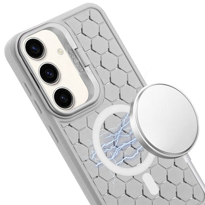 For Samsung Galaxy S23 FE 5G Honeycomb Radiating Lens Holder Magsafe Phone Case(Grey) - Galaxy S23 FE 5G Cases by buy2fix | Online Shopping UK | buy2fix