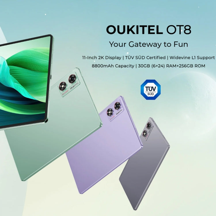 [HK Warehouse] OUKITEL OT8 Tablet PC 11 inch, 6GB+256GB, Android 13 Unisoc Tiger T606 Octa Core, Support Dual SIM 4G Network, EU Plug(Green) - Other by OUKITEL | Online Shopping UK | buy2fix