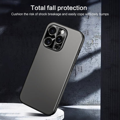 For iPhone 15 Pro Max R-JUST RJ-61 Electroplating Frosted TPU + PC Phone Case with Holder(Silver) - iPhone 15 Pro Max Cases by R-JUST | Online Shopping UK | buy2fix