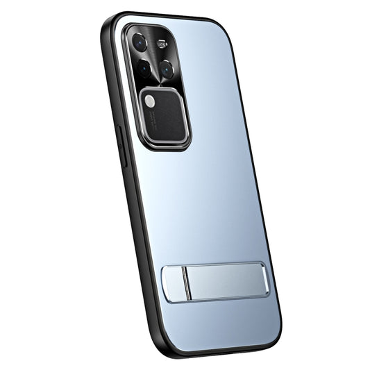 For vivo S18 Pro R-JUST RJ-61 Electroplating Frosted TPU + PC Phone Case with Holder(Blue) - S18 Pro Cases by R-JUST | Online Shopping UK | buy2fix