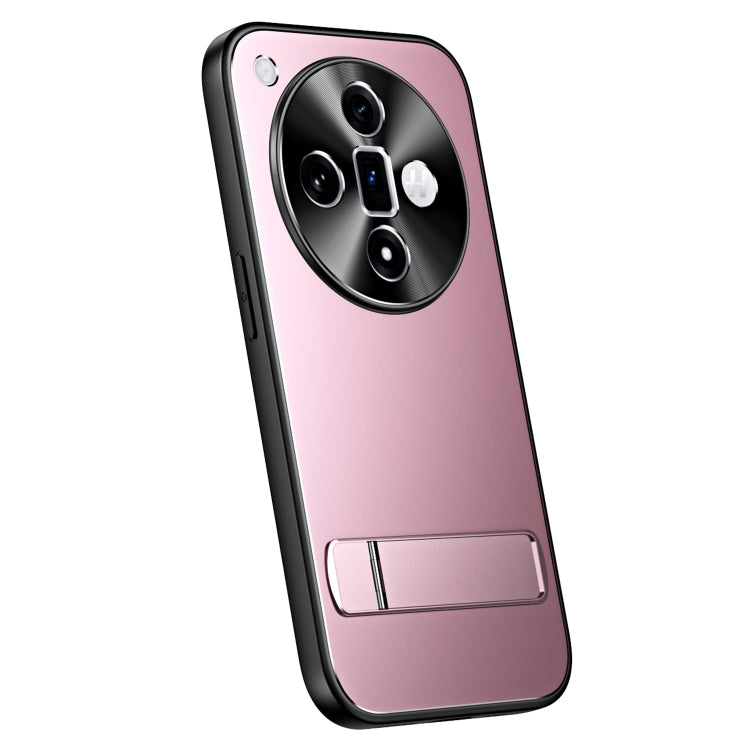 For OPPO Find X7 R-JUST RJ-61 Electroplating Frosted TPU + PC Phone Case with Holder(Pink) - OPPO Cases by R-JUST | Online Shopping UK | buy2fix