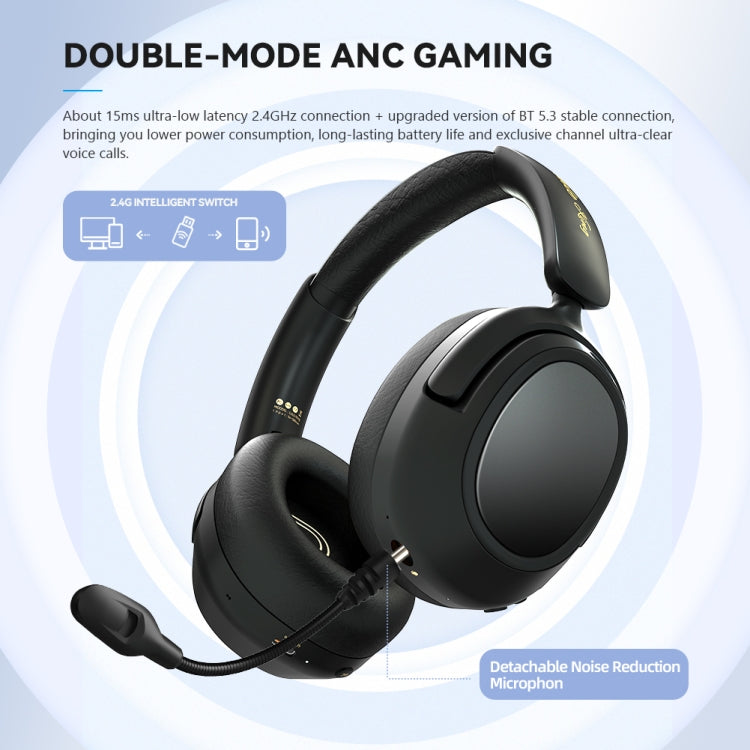 Eking ANC Noise Canceling Wireless Gaming Low Latency Headband Wireless Bluetooth Headphones, With 2.4G(White) - Headset & Headphone by buy2fix | Online Shopping UK | buy2fix