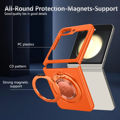 For Samsung Galaxy Z Flip5 5G 360 Degree Rotating Holder MagSafe PC Full Coverage Shockproof Phone Case(Orange) - Galaxy Z Flip5 Cases by buy2fix | Online Shopping UK | buy2fix