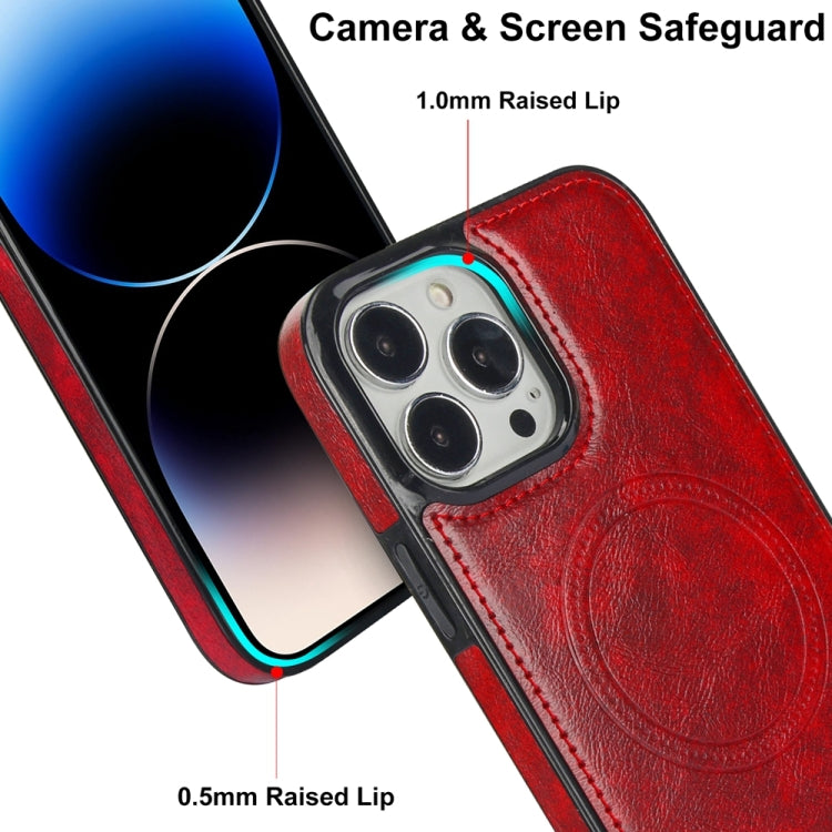 For iPhone 14 Pro Max Retro Leather Invisible Stand MagSafe Phone Case(Red) - iPhone 14 Pro Max Cases by buy2fix | Online Shopping UK | buy2fix