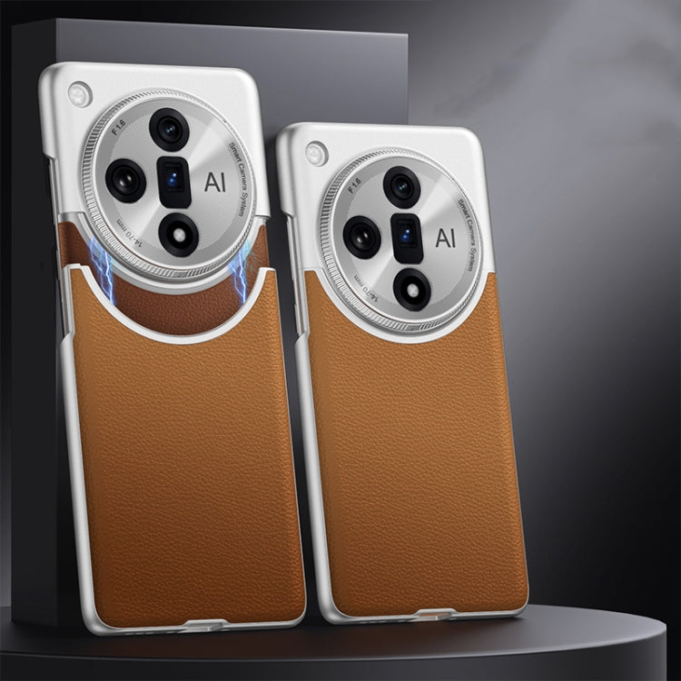 For OPPO Find X7 GKK Mortise-Tenon Connection Contrast Color Leather Shockproof Phone Case(Brown) - Find X7 Cases by GKK | Online Shopping UK | buy2fix