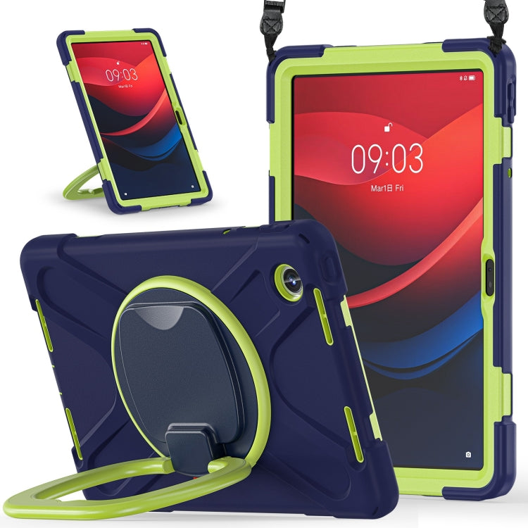 For Lenovo Tab M11 /Xiaomi Pad 11 2024 Silicone Hybrid PC Tablet Case with Holder & Shoulder Strap(Navy Blue Olivine) - Lenovo by buy2fix | Online Shopping UK | buy2fix