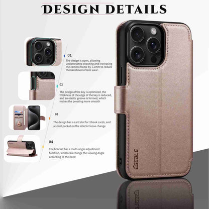 For iPhone 14 / 13 ESEBLE E1 Nappa Texture MagSafe Holder Leather Phone Case(Rose Gold) - iPhone 14 Cases by ESEBLE | Online Shopping UK | buy2fix