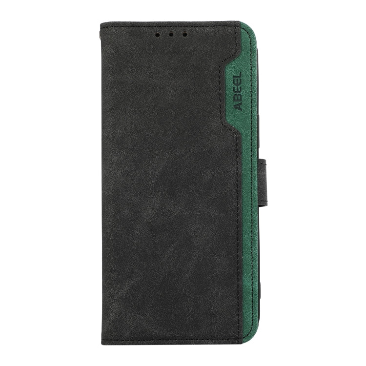 For iPhone 16 ABEEL Color Block Magnetic RFID Leather Phone Case(Black-Green) - iPhone 16 Cases by buy2fix | Online Shopping UK | buy2fix