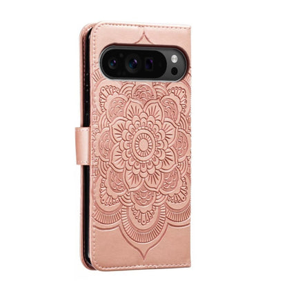 For Google Pixel 9 Pro Sun Mandala Embossing Pattern Phone Leather Case(Rose Gold) - Google Cases by buy2fix | Online Shopping UK | buy2fix