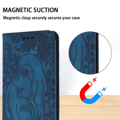 For iPhone 16 Pro Max Retro Elephant Embossed Leather Phone Case(Blue) - iPhone 16 Pro Max Cases by buy2fix | Online Shopping UK | buy2fix